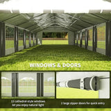 Outsunny 20 x 40 ft Heavy Duty Party Tent Outdoor Gazebo Wedding Tent Event Shelter Carport BBQ with Removable Sidewalls & Windows, Outside Waterproof Canopy for Parties, White and Gray Outsunny