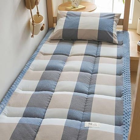 GRIPITHPY Japanese Futon Mattress, 100% Cotton & High Support Foam, Foldable Portable Floor Lounger Bed, Roll Up Tatami Sleeping Pad for Guest, Camping, Travel, Couch(180x200cm, S) GRIPITHPY