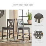 Signature Design by Ashley Caitbrook Casual Counter Height Dining Table and Upholstered Bar Stools with Nailhead Trim, Set of 7, Gray Signature Design by Ashley
