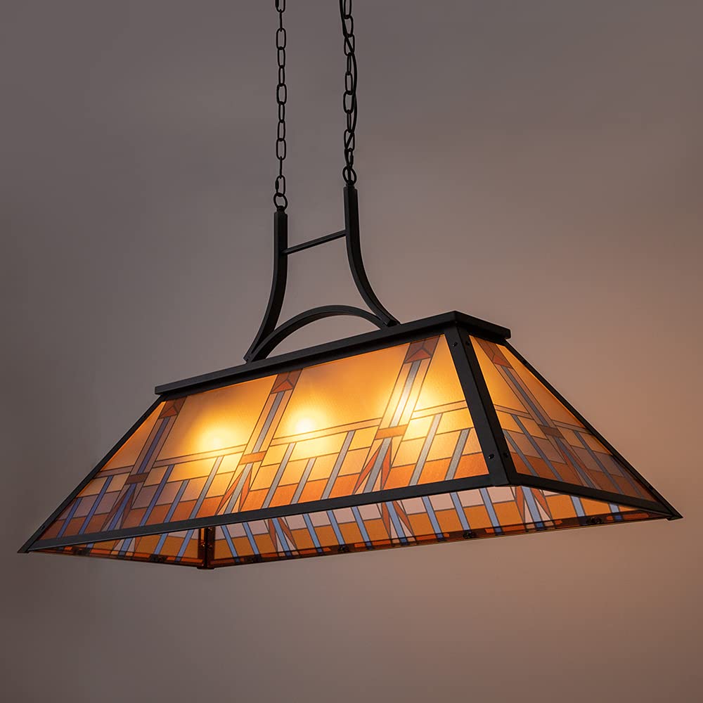 Tochic Vintage 3-Light Pool Table Light Pendant with Tiffany-Style Printed Shade for Game Room 7 ft/8 ft/9 Feet Snooker Billiards Light Man Cave Club Kitchen Island Bar Game Dinning Room TOCHIC