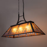 Tochic Vintage 3-Light Pool Table Light Pendant with Tiffany-Style Printed Shade for Game Room 7 ft/8 ft/9 Feet Snooker Billiards Light Man Cave Club Kitchen Island Bar Game Dinning Room TOCHIC
