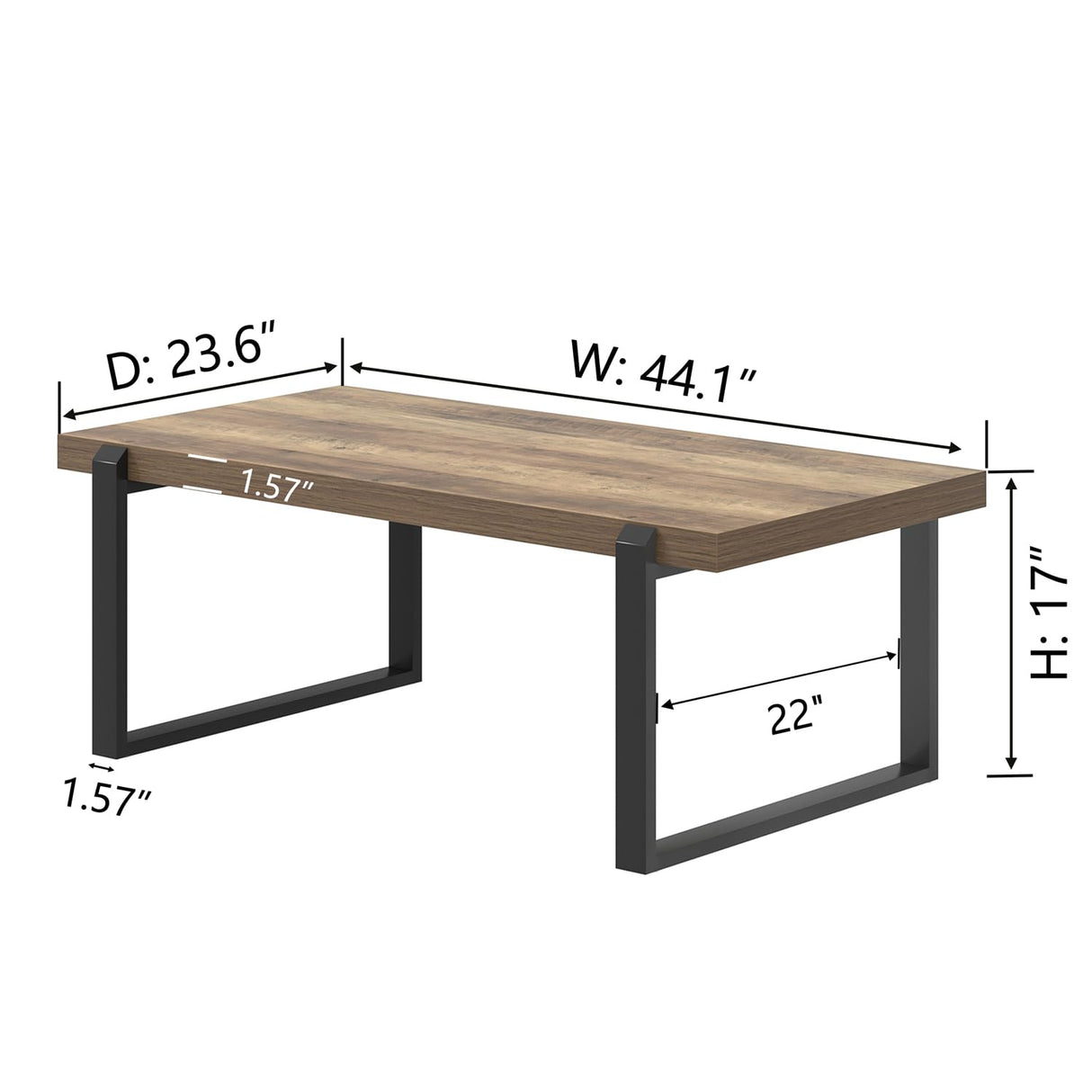 FOLUBAN Coffee Table, Modern Rustic Wood and Metal Center Table, Industrial Cocktail Tea Table for Living Room, Oak, 44 Inch FOLUBAN