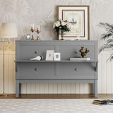 Ball & Cast Murphy Bed Chest Queen Size,Cabinet Hideaway Bed with USB Port and Removable Shelves on Each Side,Wood Wall can be Folded,Platform Bedframe for Kids Bedroom,Student Dorms,Gray Ball & Cast