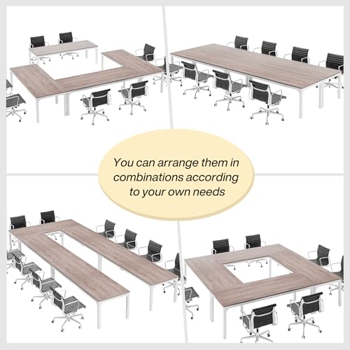 LITTLE TREE 13FT Conference Room Table, Large Rectangle Meeting Seminar Tables for 12-20 Person, Extra Long Business Tables for Office LITTLE TREE