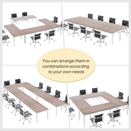 Tribesigns 78.74-Inch Conference Table Set of 2, 13FT Conference Room Table, Large Rectangle Meeting Seminar Table Set for 10-14 Person, Long Business Tables (Only Table) - WoodArtSupply