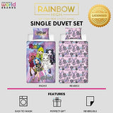 Character World Official Rainbow High Single Duvet Cover Set | Shadow High Dolls Design | Reversible 2 Sided Bedding Including Matching Pillow Case | Single Bed Set Rainbow High