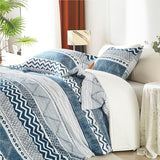 BOLINLIVING Twin Comforter Set Kids, Boho Stripe Comforter Set Twin Size, Twin Bed in a Bag Soft Bohomian Bedding Lightweight Breathable for All Seasons (Blue 66×90 inch) BOLINLIVING