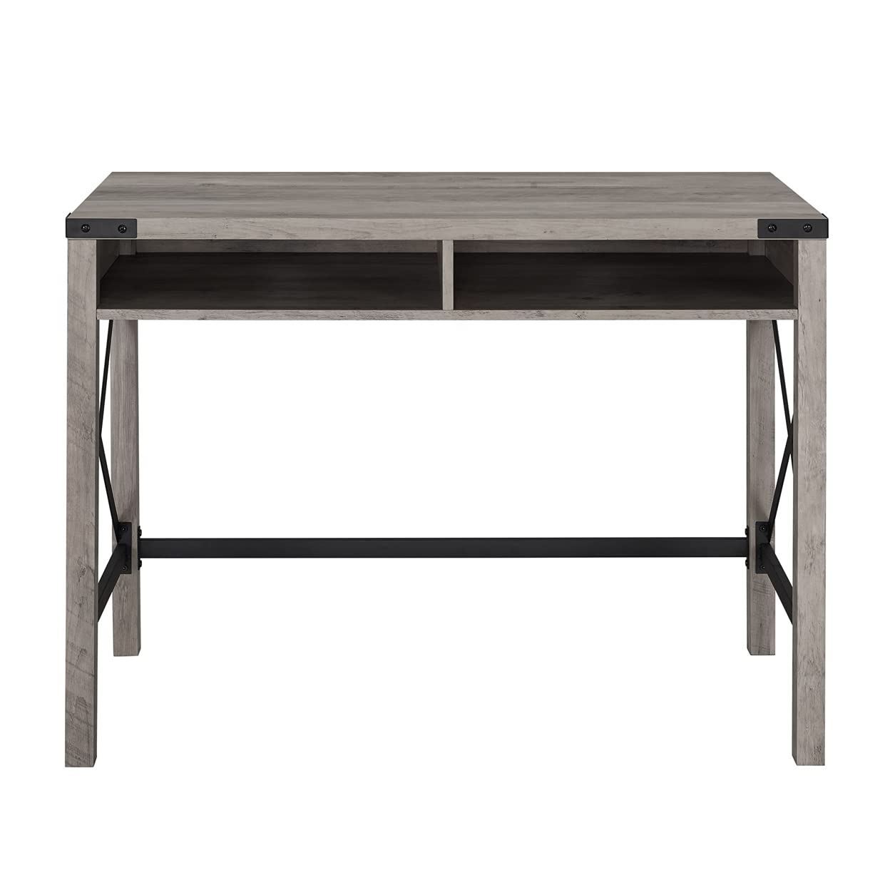 Walker Edison Callum Modern Farmhouse Metal X Writing Desk, 42 Inch, Grey Wash - WoodArtSupply