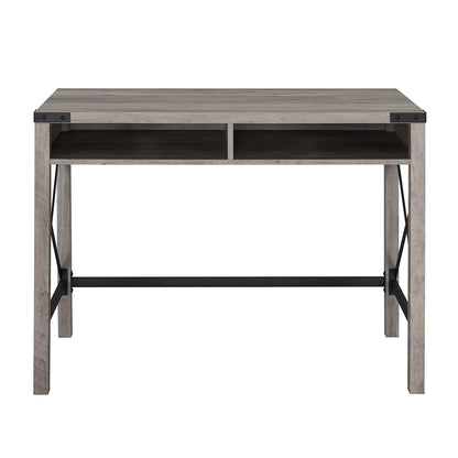 Walker Edison Callum Modern Farmhouse Metal X Writing Desk, 42 Inch, Grey Wash - WoodArtSupply