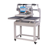 Heat Press Machine 16in x 24in Pneumatic Up Sliding Dual Platen Heat Press Machine with Infrared Positioning Pneumatic Heat Press Machine (White+Blue) ccko