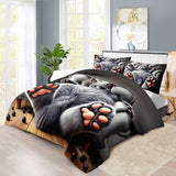 llyxsesty Cute Cat Comforter Set King,Grey Kawaii Cat Bedding Set Adult,Cute Animal Comforter for Boy,American Shorthair Bedding Grey,Kawaii Animal Print Quilt Bedroom Decor Kids llyxsesty