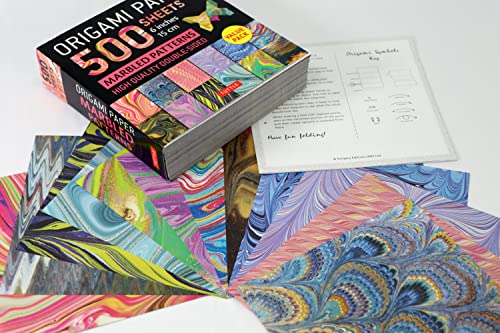 Origami Paper 500 sheets Marbled Patterns 6" (15 cm): Tuttle Origami Paper: Double-Sided Origami Sheets Printed with 12 Different Designs (Instructions for 6 Projects Included) WoodArtSupply