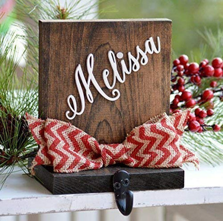 Personalized Christmas Stocking Holder for Mantle or Fireplace Rustic Stocking Holder Generic