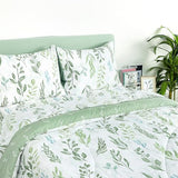 DILIMI Twin Comforter Set for Girls, Reversible 5 Pieces Comforter Twin Size Bed, Green Leaf Ultra Soft Twin Bedding Sets with Comforter, Flat Sheet, Fitted Sheet, 2 Pillowcase DILIMI