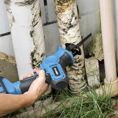 G LAXIA Reciprocating Saw, 20V Cordless Reciprocating Saw with 4.0Ah Battery, Tool-Free Blade Change, 3Pcs Blades for Wood, Soft Metal, PVC Pipe Cutting G LAXIA