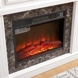 TRJQBCC 41" Electric Fireplace with Mantel, Freestanding TV Stand w/ 23" Fireplace Insert, 1400W Electric Fireplace Heater, Realistic Stacked Stone Surround & 3D Analog Flamefor Living Room(White) TRJQBCC