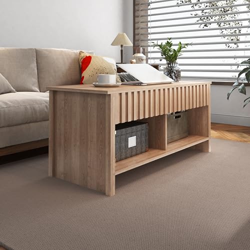 AVZEAR Coffee Table, Wooden Dining Coffee Table Farmhouse Wood Coffee Table with Lift Top Large Hidden Storage Shelf Accent Table Furniture for Living Room, Office, Display (Walnut)