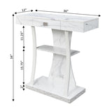 Convenience Concepts Newport Console Table with Shelves, White Faux Marble/White Convenience Concepts