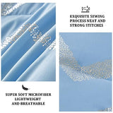 Menghomeus Blue/Silver Comforter Set Twin/Twin XL Size Metallic Print Glitter Bed Comforter Cute Shinny Bedding Sets for Teen Girls Kids, 3 Piece (1 Pillowcase, 1 Decorative Pillow Sham) Menghomeus