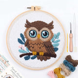 Harimau Punch Needle Kit Owl Pattern,1Pc Embroidery Hoop, Essential Punch Needle Supplies,Ideal Punch Art for Beginners,DIY Adults Embroidery, Video Teaching