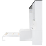 Modern Queen Size Murphy Bed with Sofa & Desk – Foldable Wall Bed, Built-in Storage Cabinet, Space-Saving Design for Small Rooms & Studios Quarte