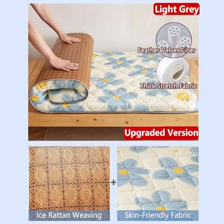 WLLYXUS Japanese Floor Mattress Futon Mattress,Tatami Mat Sleeping Pad Cooling Foldable Roll Up Mat Dormitory Pad Floor Lounger Pillow Bed WLLYXUS
