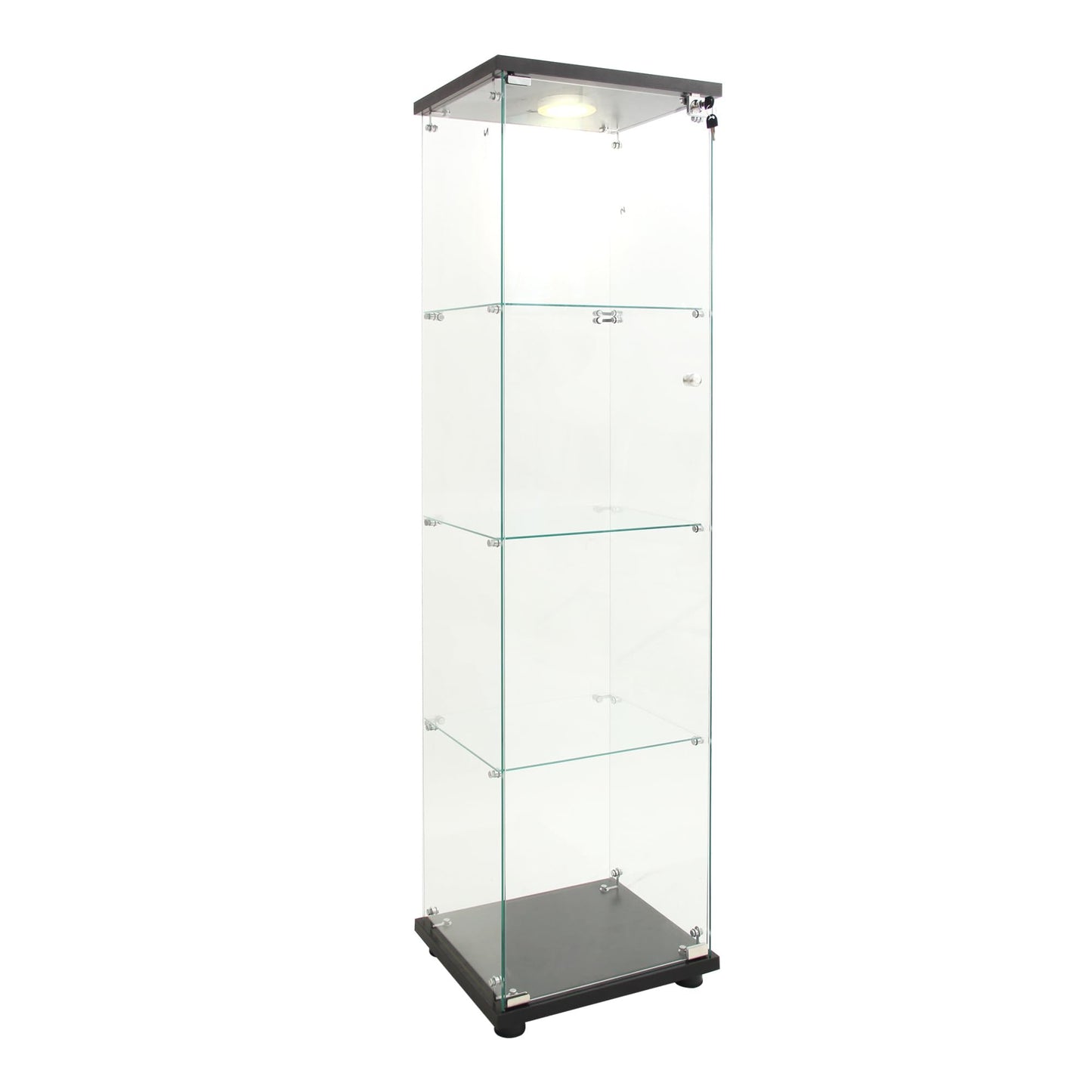 Zipzop Modern 64.5'' 4-Shelf Glass Display Cabinet with Lock and Lights, Lighted Curio Cabinet Collection Display Case, Floor Standing Showcase for Living Room Bedroom Home Office