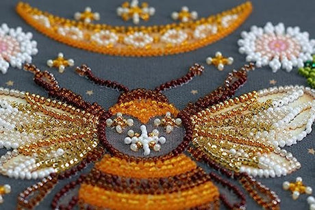 Abris Art Bead Embroidery Kit Honey Dream. DIY Beadwork Craft Kit for Beginners. Hand Made Beading kit from, Ukraine. Stylish Needlework Set, Needlepoint Pattern Colorful bee Decor Wall Art Abris Art