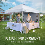 CROWN SHADES Canopy Tent 10x10 Pop Up Canopy Outdoor Shade with Pockets Sidewall, Easy Up Sun Shelter with One Person Set Up Center Lock, Portable Instant Camping Beach Canopy Tents, Grid White CROWN SHADES