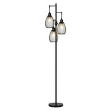 Dimmable Floor Lamp, 3 x 800LM LED Edison Bulbs Included, Farmhouse Industrial Floor Lamp Standing Tree Lamp with Elegant Teardrop Cage Tall Lamps for Living Room Bedroom Office Dining Room-Black Nintiue