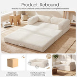Tri-Folding Mattress Queen Futon Sofa Bed, Convertible Tri Fold Mattress Foldable with Removable Armrests & Washable Cover, 5-Inch Floor Mattress with High-Density Foam, Small Couch Bed, Beige Erament