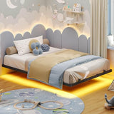 Hasuit Floating Bed Frame Twin Size with LED Lights, Metal Twin Floating Bed Frames for Kids, No Box Spring Needed, Easy to Assemble (Twin) Hasuit