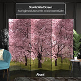 Red Lantern 6 ft. Tall Double Sided Cherry Blossoms Canvas Room Divider 6 Panel Freestanding Folding Privacy Screen, Partition, and Separator for Modern and Contemporary Bedroom, Home Office, Studio Red Lantern