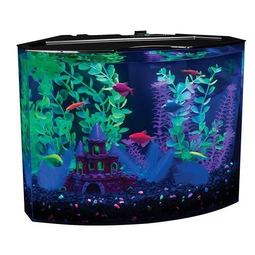 GloFish Crescent Aquarium Kit 5 Gallons, Includes Hidden Blue LED Light And Internal Filter - WoodArtSupply