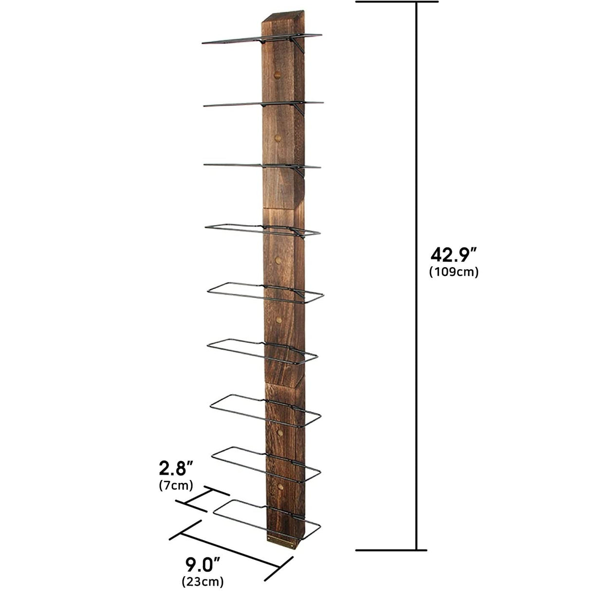 J JACKCUBE DESIGN Wall Mount Wine Rack Organizer for 9 Bottles, Elegant and Simple Rustic Wood Wine Storage Display Holder for Kitchen and Home Décor- MK699A J JACKCUBE DESIGN