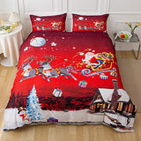 JERYMUND Christmas Duvet Cover Twin Size, Santa Claus Deer Pattern Luxury Bedding Set, Comforter Cover with Zipper, 100% Microfiber, 2 Pieces JERYMUND