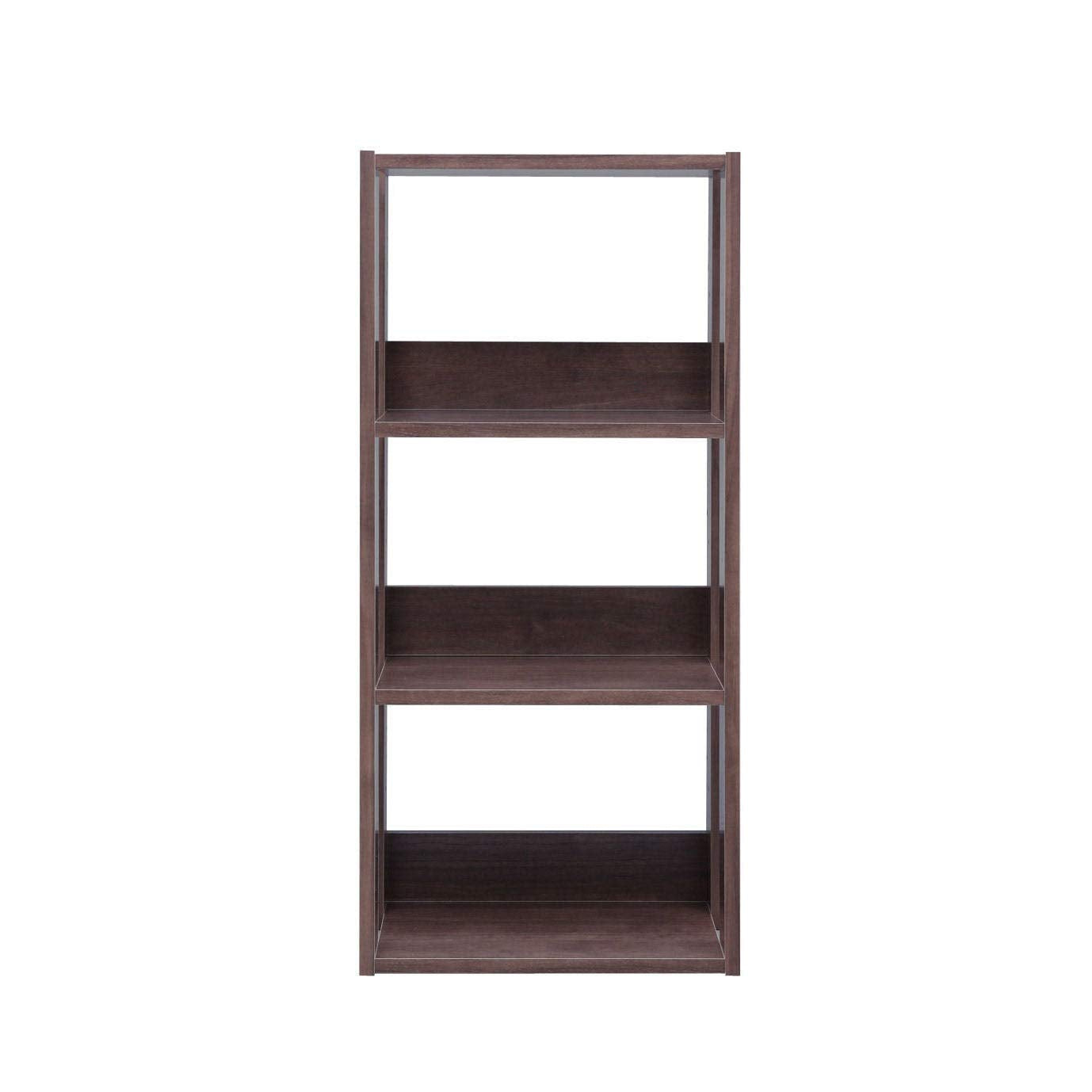 IRIS USA 3-Tier 16" Medium Open Wooden Bookshelf with Adjustable Shelves, Easy Assembly Bookcase Farmhouse Shelf for Small Spaces Bedroom Office Living Room Indoor, Brown - WoodArtSupply