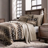 Paseo Road Chalet Aztec Western Bedding, 3 Piece King Comforter Set, Cream Brown Geometric Pattern, Chenille Jacquard Southwestern Indian Modern Rustic Comforter with Pillow Shams Paseo Road