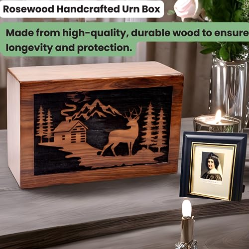 Tamanna Crafts Handmade Wooden Cremation Urn Box for Human Ashes /Pet Ashes /Burial Urn Box Rosewood,Pinewood,Beechwood Urn Box (Rosewood, Medium Tamanna Crafts