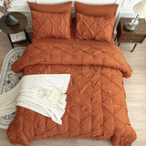 Maple&Stone Full Size Comforter Sets, 7 Pieces Bedding Sets Full, Pintuck Bed in a Bag Bed Set with Comforter, Sheets, Pillowcases & Shams - Burnt Orange Maple&Stone