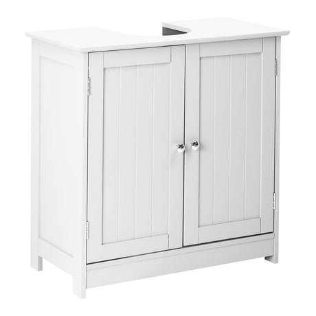 Bonnlo Pedestal Sink Storage Cabinet with 2 Doors Traditional Under Sink Cabinet Bathroom Space Saver Organizer with Adjustable Shelf White 3 5/8" W x 11 7/16" D x 23 5/8" H Bonnlo