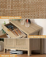 SICOTAS Sideboard Buffet Storage Cabinet Set of 3, Rattan Credenza Buffet Table, Boho Console Accent Cabinet with Doors and Drawer, Coffee Bar Cabinet for Kitchen Entryway Living Room, Natural SICOTAS