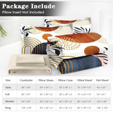 WeCozy 7 Pcs Full Size Comforter Set with 2 Pillowcases & 2 Shams, Mid Century Bedding for Adults, Sun Boho Geometric Leaf Bed in a Bag with Flat Fitted Sheet WeCozy
