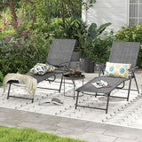 Giantex Lounge Chair Outdoor Set of 2 - Tanning Chair with 6 Adjustable Backrest, 2-Level Footrest, Folding Sunbathing Lounger for Patio, Poolside, Yard, Chaise Lounge Chair, Beach Chair (Grey)