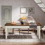 Tribesigns Dining Table for 4-6 People, 62-Inch Rectangular Kitchen Table with Solid Wood Legs, Modern Farmhouse Dinner Table for Dining Room, Kitchen, Living Room, Rustic Brown & Cream White Tribesigns