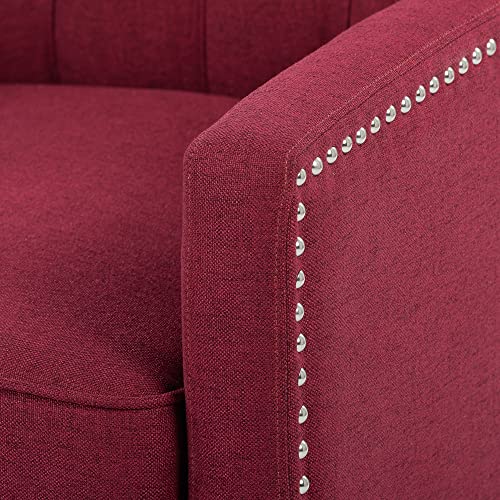 Push Back Recliner Chair,Easy Chairs for Small Spaces,Comfy Armchair,Reading Recliner Chairs for Adults,Living Room Accent Chair, Wingback and Rivets Design for Modern Recliner Chair (Red)