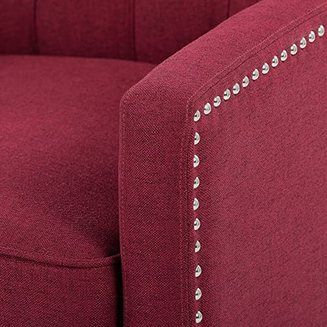 Push Back Recliner Chair,Easy Chairs for Small Spaces,Comfy Armchair,Reading Recliner Chairs for Adults,Living Room Accent Chair, Wingback and Rivets Design for Modern Recliner Chair (Red) NITYASUNDARA