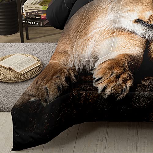 Bodhi Lover Couple Lion Comforter Set King Soft Microfiber Lion Bedding Set King Size Animal Comforter Set with Pillowcases,1 Comforter+2 Pillow Shams #4004 Bodhi