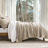 RECYCO Luxury Velvet Quilt Set King Size Bedding Sets, Ultra Soft Velvet Comforter Set, Lightweight Channel Box Stitch Oversized Bedspread Coverlet for All Season, with 2 Shams, Urban Taupe RECYCO