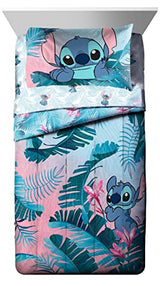 Jay Franco Disney Lilo & Stitch Floral Fun 5 Piece Twin Bed Set - Includes Reversible Comforter & Sheet Set Bedding - Super Soft Fade Resistant Microfiber Jay Franco